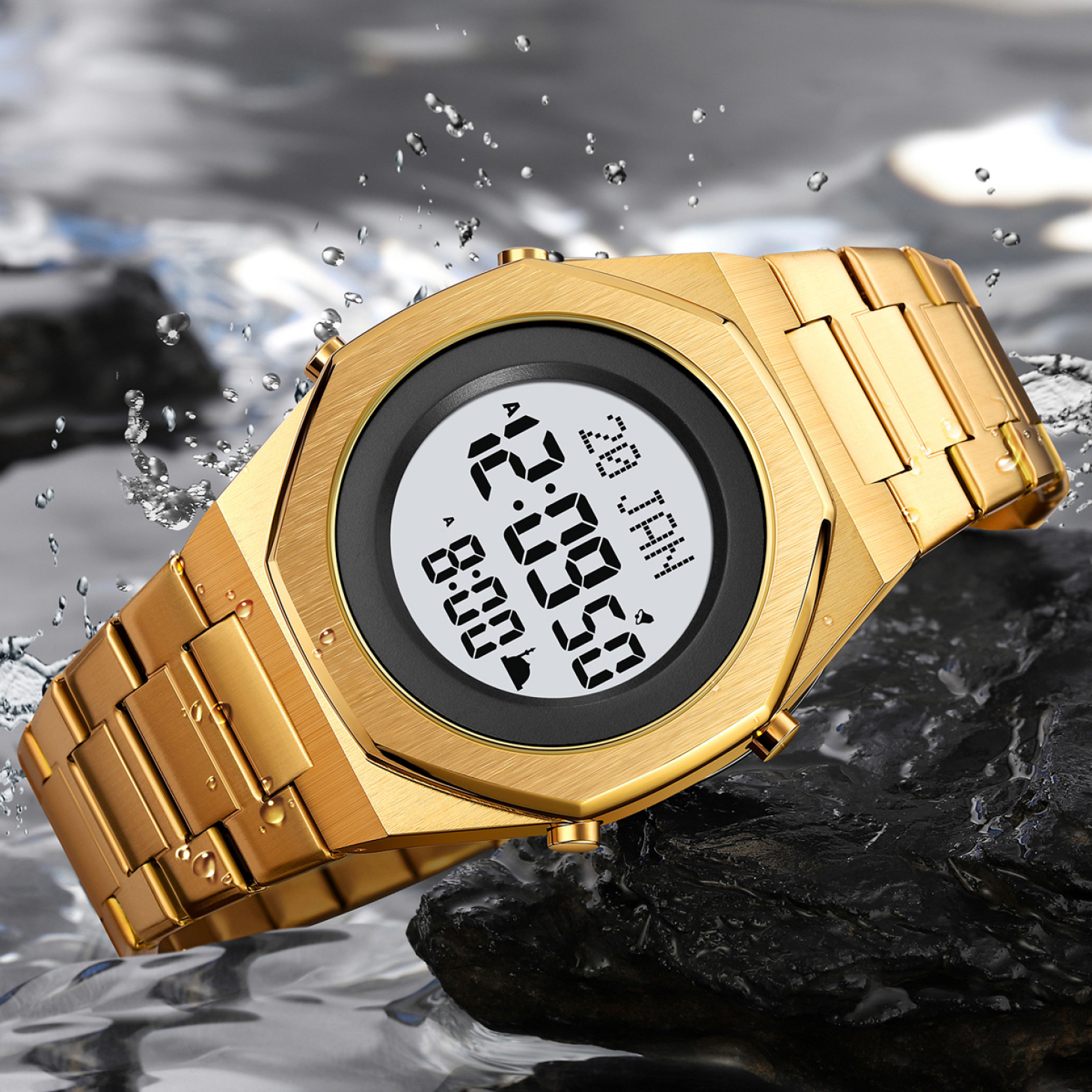  ساعت اسکمی اذان گو مدل 2069 طلایی 